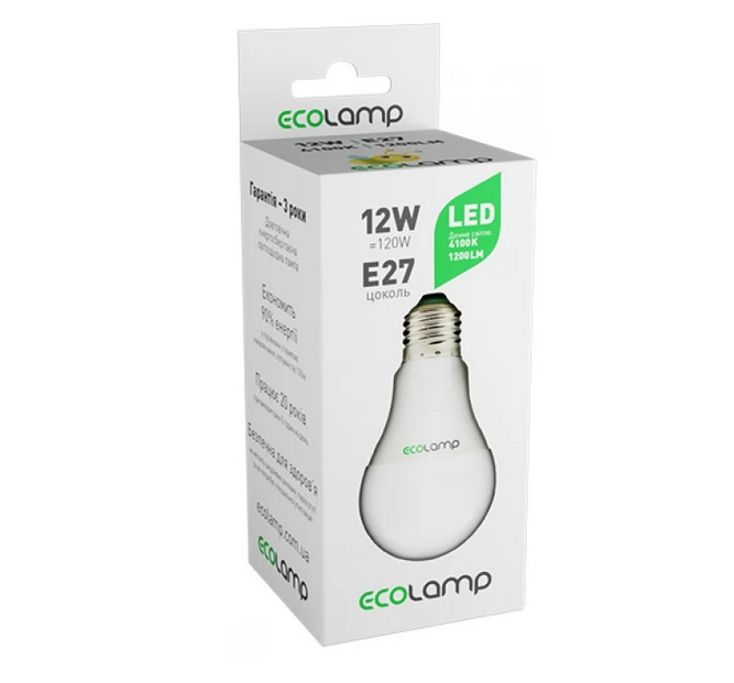 Лампа світлодіодна Ecolamp (EL-A6012274100) A60, 12Вт, E27, 4100К